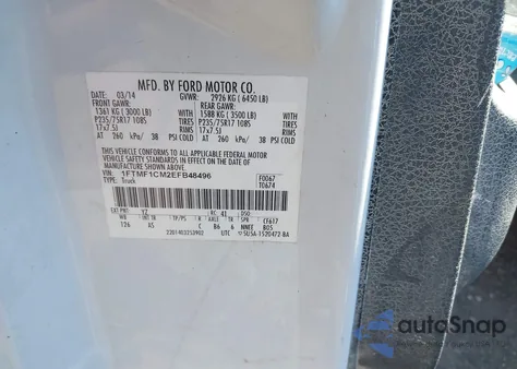 2014 Ford F-150 Xl from USA, damaged, VIN 1FTMF1CM2EFB48496